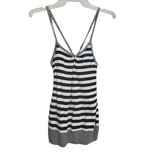 Old Navy Black and White Striped Cross Back Cami with Built in Bra - Size XS